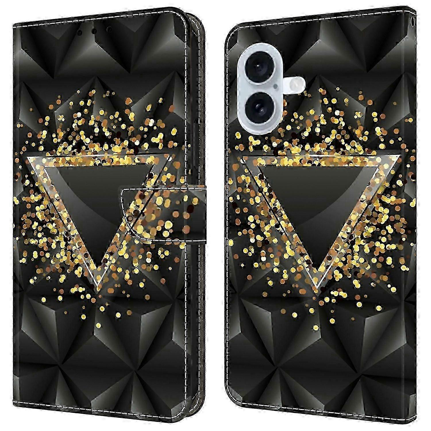 For iPhone 16 Case PU Leather Wallet Phone Cover with Stand