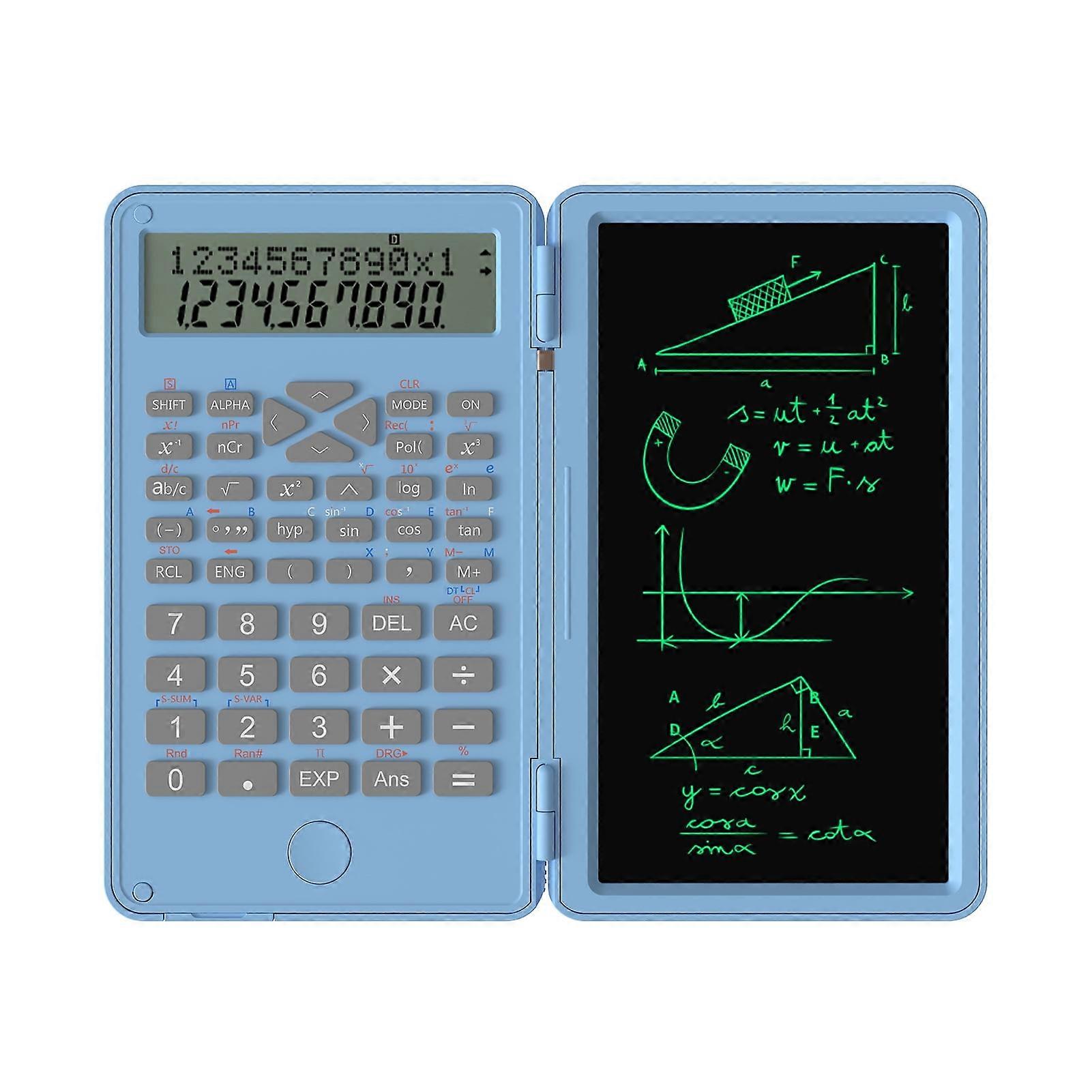 Pinnaco Scientific Calculator with Erasable Writing Board, 240 Functions, 2-Line LCD, Foldable - Compatible with School Supplies for Students