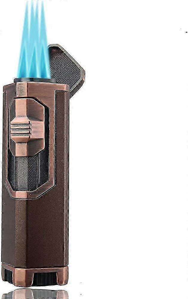 2025 Torch Lighter Quadruple 4 Jet Flame Refillable Butan Sigarettenner med Sigarpunch, Gaveeske (Svart)