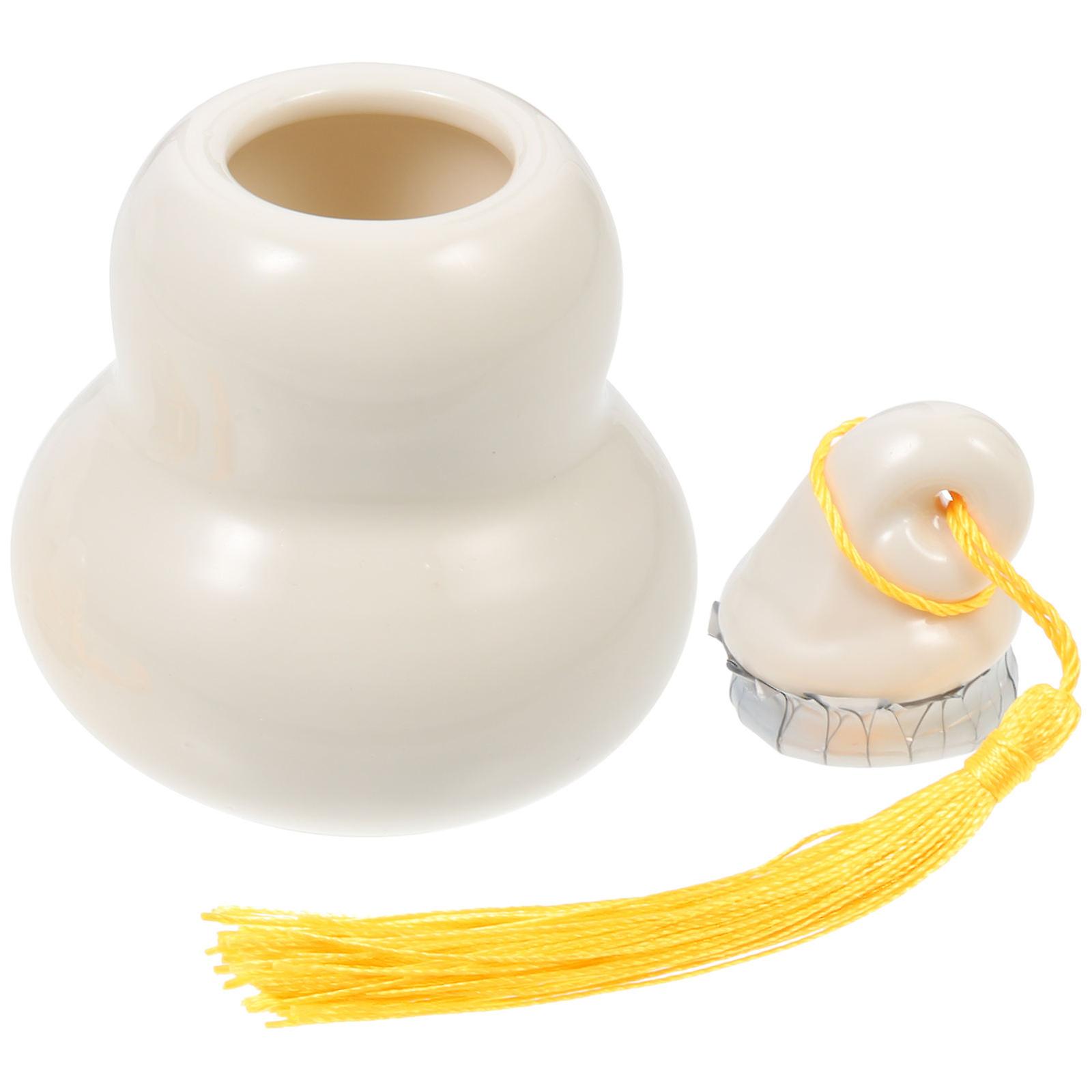 Ceramic Gourd Shaped Container For Storing Herbs And Dried Fruits In White Design With Storage Function 2Pcs