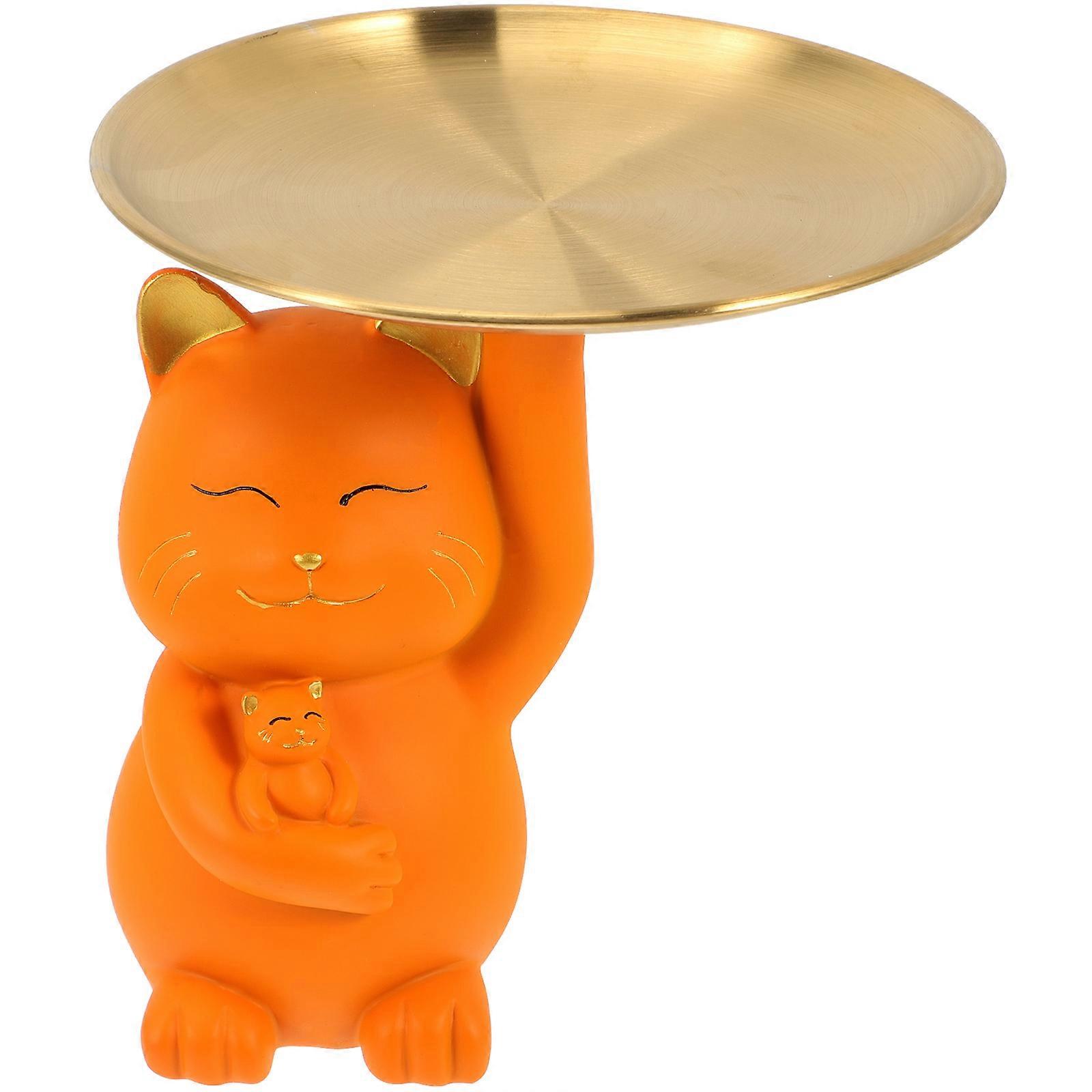 Cat Ornament Key Storage Tray for Entrance Organizing 2Pcs Included