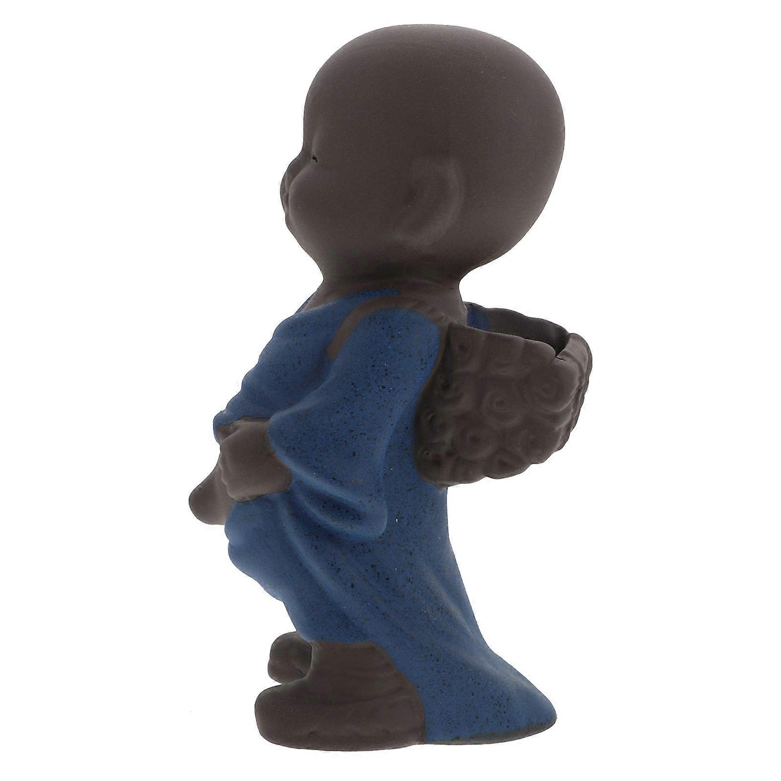 Monk Shape Tea Strainer for Decoration 2Pcs Blue Ceramic Tool