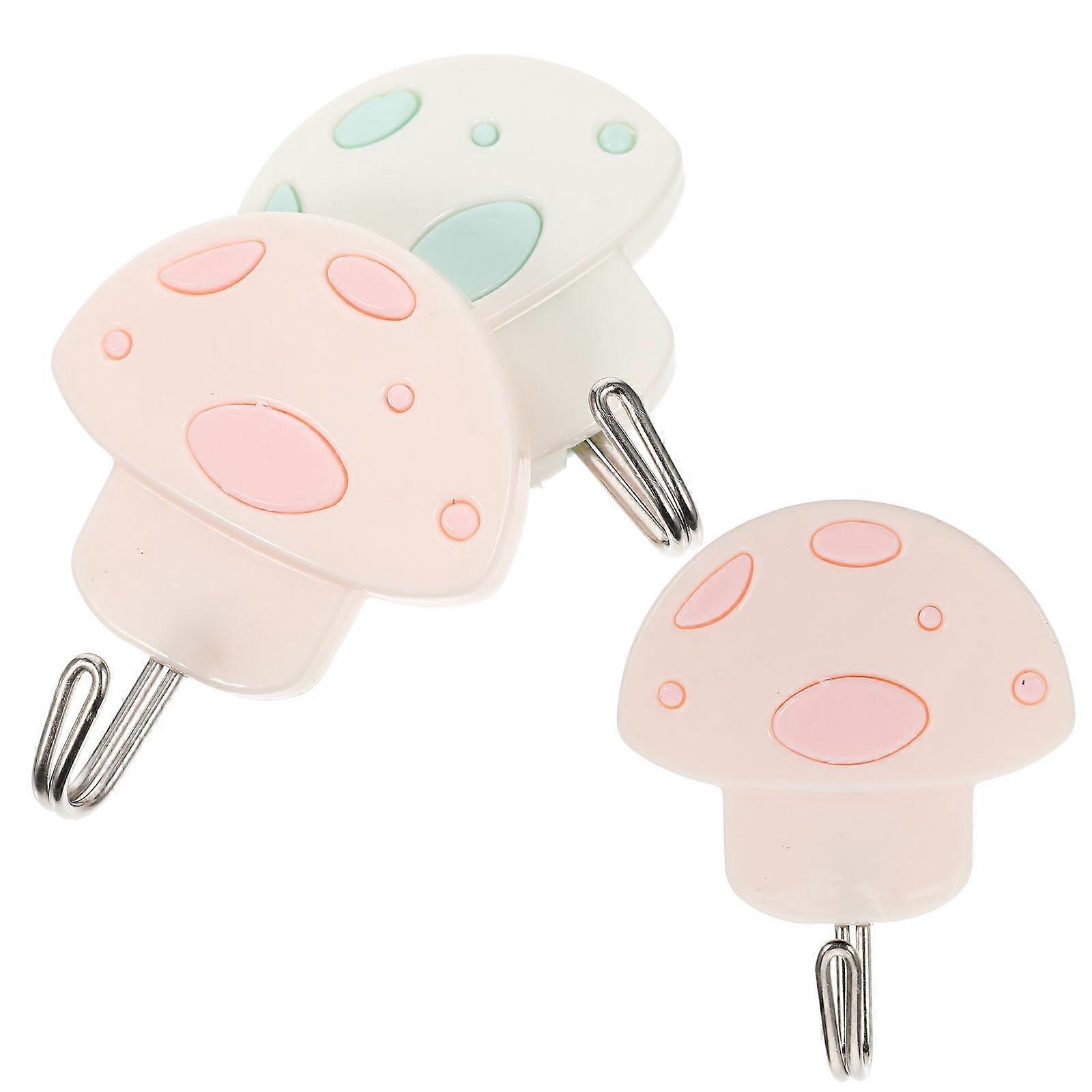 Adhesive Wall Hooks Mushroom Design for Hanging 6Pcs Decorative Plastic