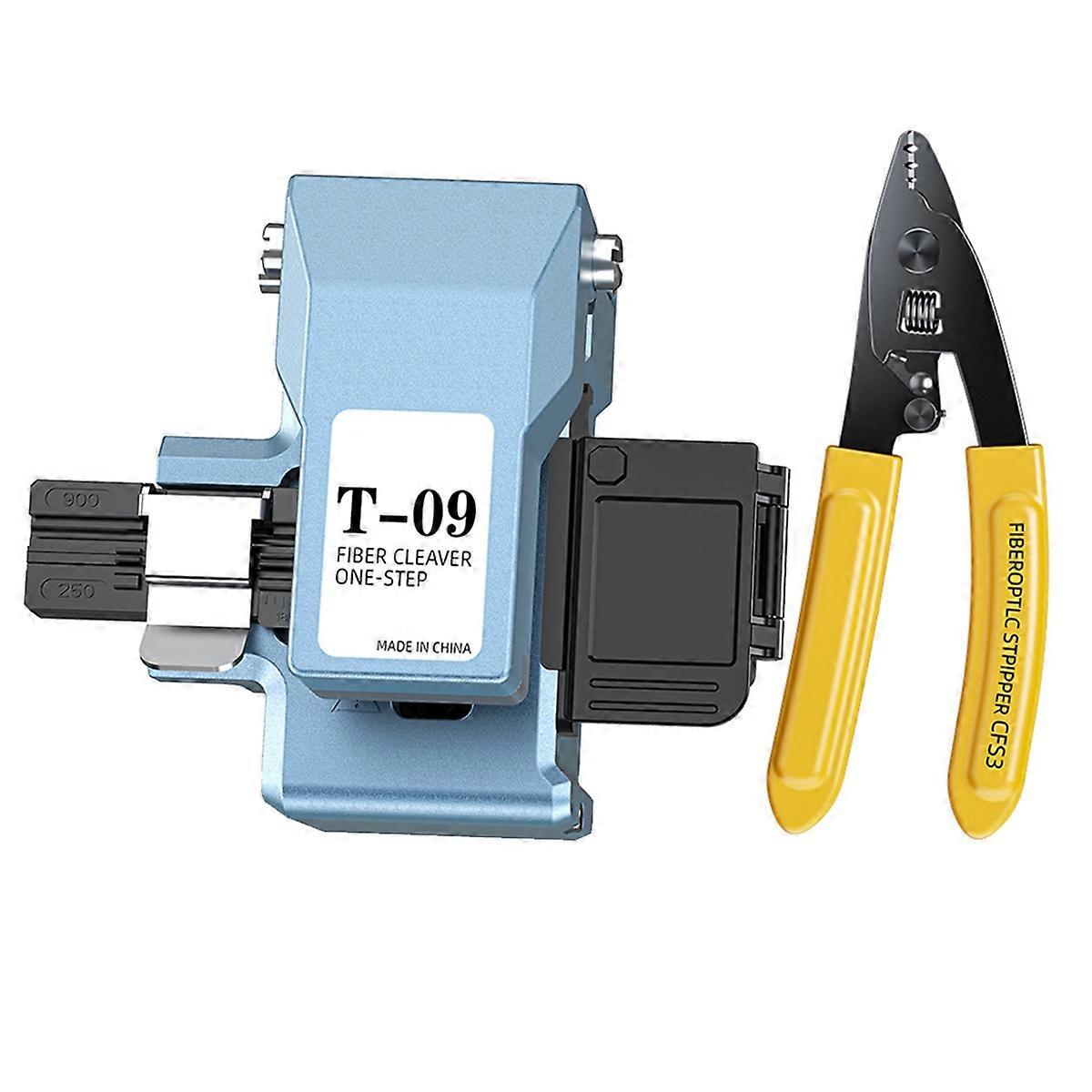 T-09 One-Step Fully Automatic Fiber Optic Cleaver+Pliers Optical Fiber Fusion Splicer Cutter Cold Cu