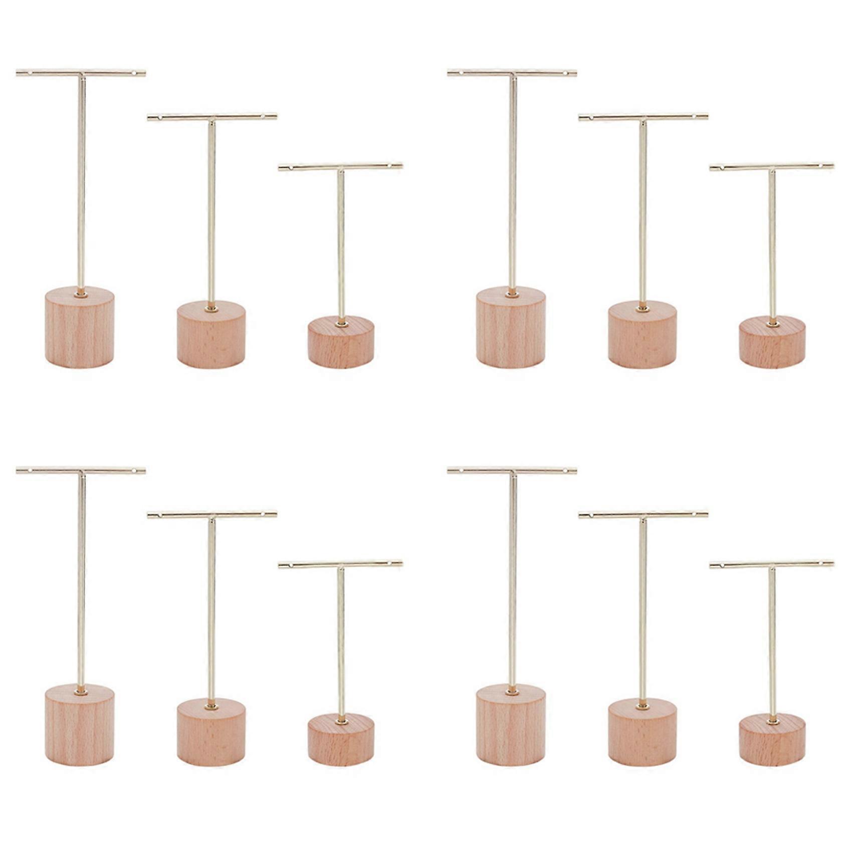 3Pcs T Bar Earring Display Stand with Wooden for Photography Props B