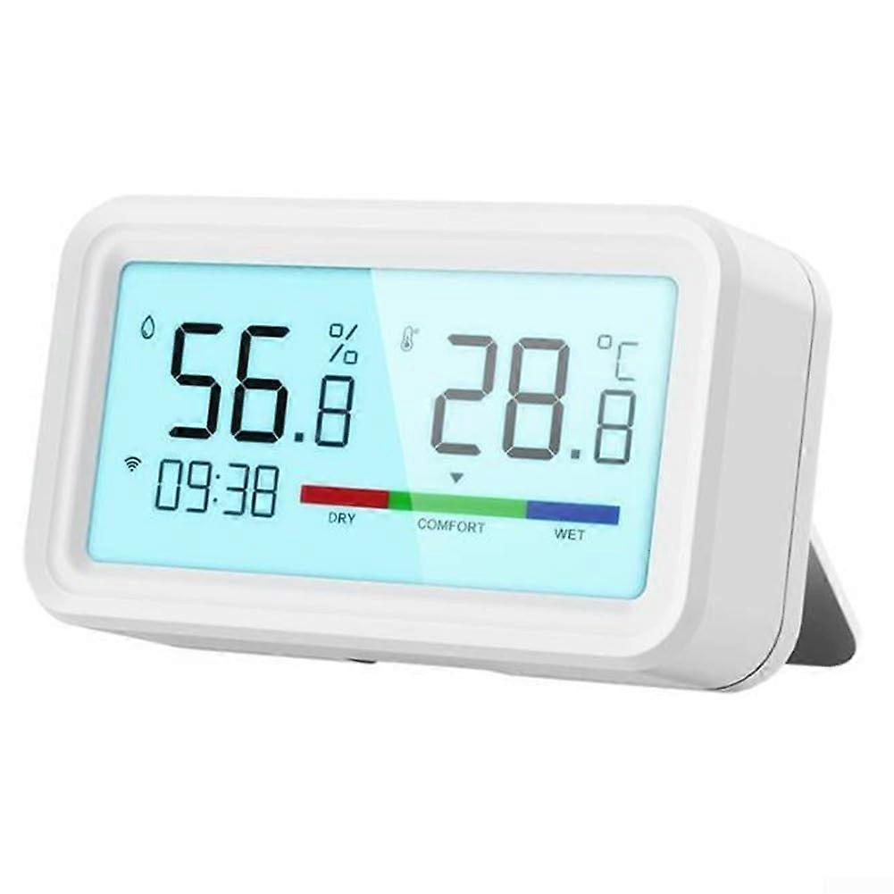 ZigBee Temperature Humidity Sensor With LCD Screen, RealTime Alerts, Alexa Voice Control, White