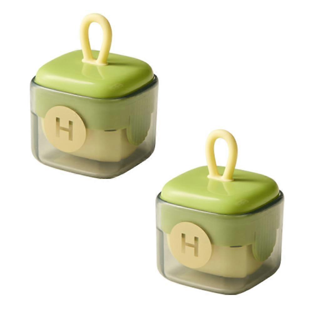 2Pcs Mini Lint Roller Balls, Portable Washable Lint Ball Remover With Lid & Handle, Reusable Pet Hair Remover Green