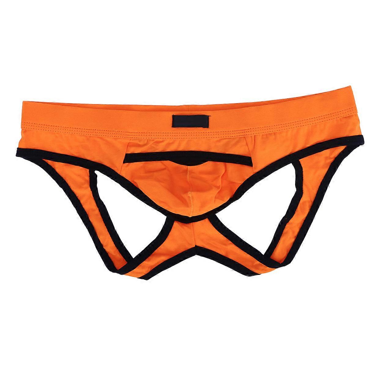 Men Shorts for Breathable Use Orange Backless Low Rise Brief