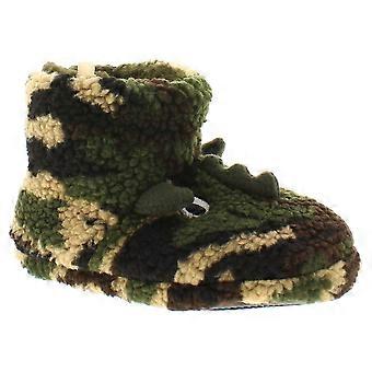 Dinosaur Hunter Boys Slippers Bootie Novelty Roland green