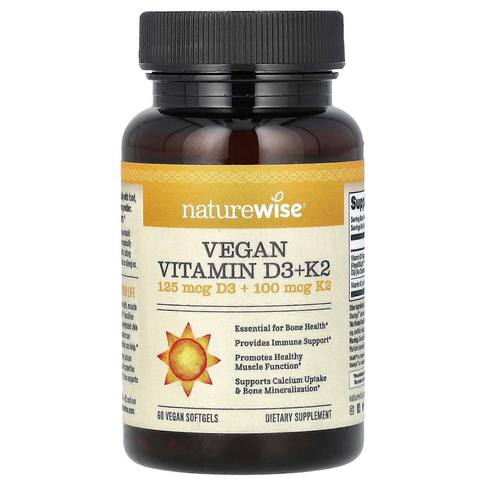 Vegan Vitamin D3 + K2, 60 Vegan Softgels