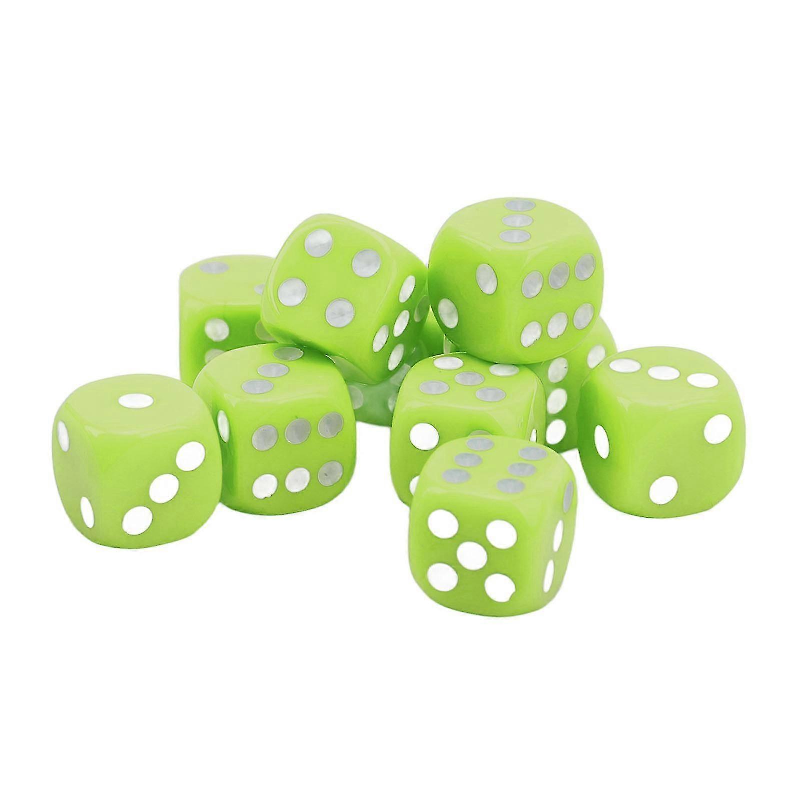 Light Green 16MM Plastic Dice Set compatible with Table and Board Games - 30PCS