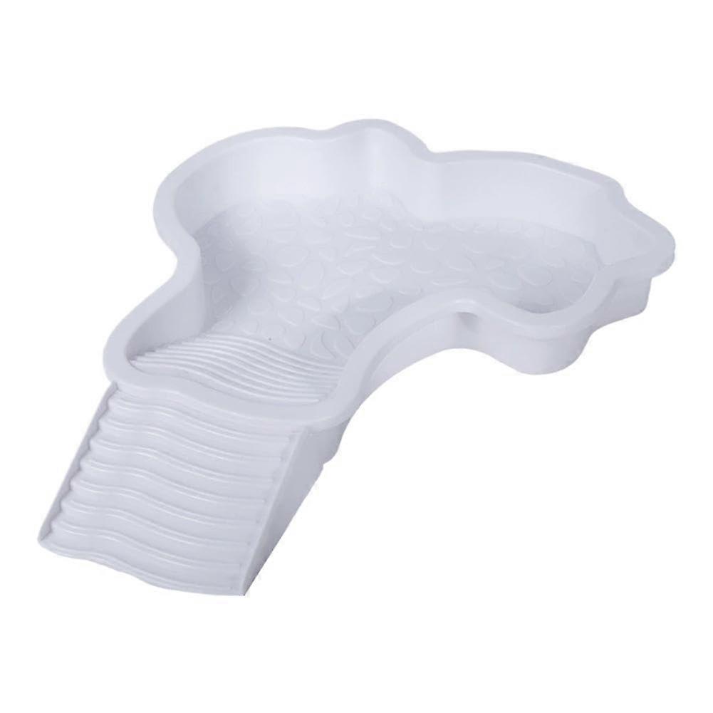 Turtle Bathing Pool Soaking Tub With Ladder, Landscape Turtle Pool, White, 1 Set, For Gecko And Bearded Dragon