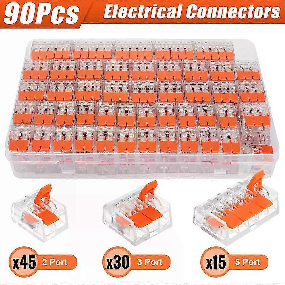25-26 90X For Wago 221 Electrical Connectors Wire Block Clamp Terminal Cable Reusable