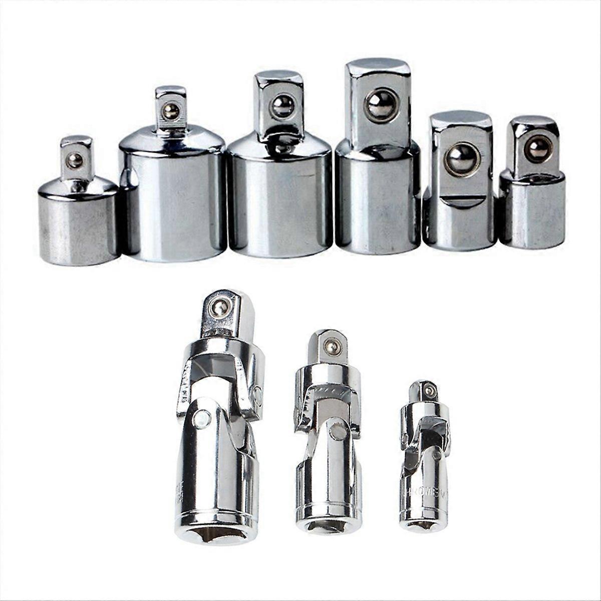 6pcs Ratchet Wrench Socket Converter Sleeve Heads Adapter with Universal Joint Conversion Adapter