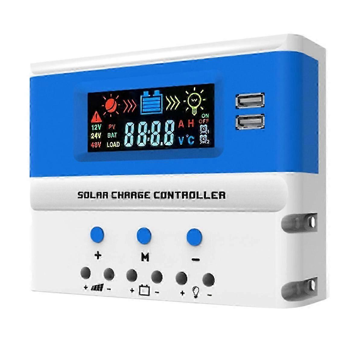 Solar Charge Controller PWM 30A 12V 24V Auto PV Regulator LCD Display Dual USB for LiFePo4 Lithium G