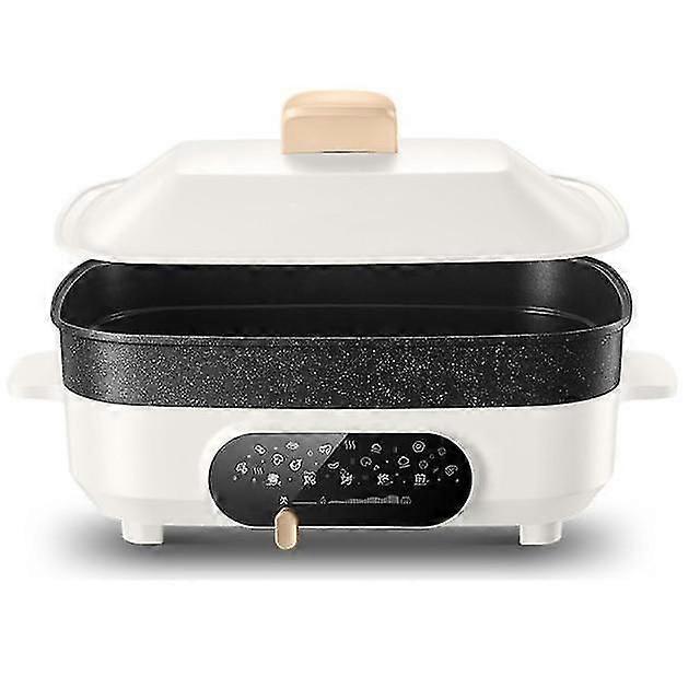 5.5L Multi Function Wok Star Same Style Hot Pot BBQ Pot Multicooker High Capacity Household(White)