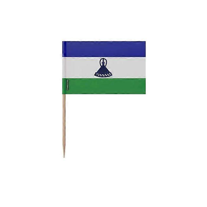 Toothpicks Flag of Lesotho - 12 cm - 100 pieces - Adhesive plastic - Bamboo stick - Pixelforma
