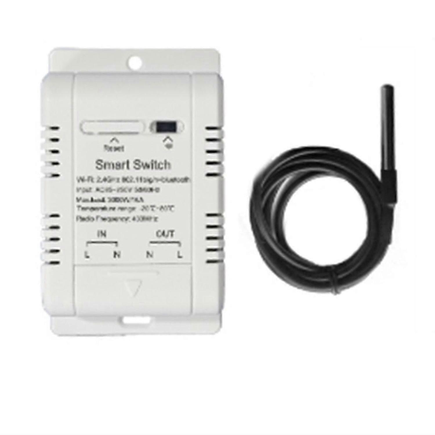 Tuya Wifi 16A Smart Temperature Switch Power Monitor with Temperature Sensor Probe Real Time Monitor