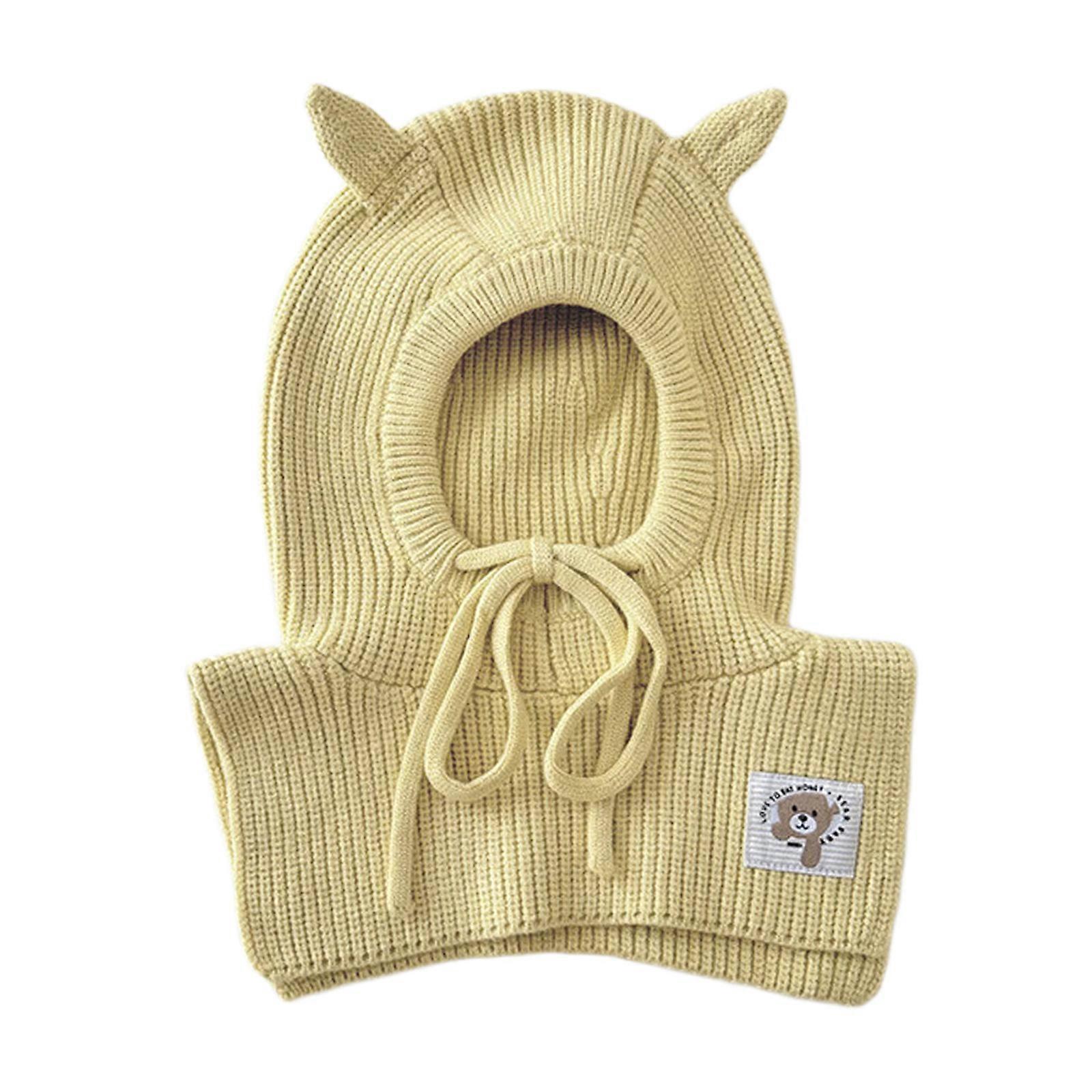 Multifunctional Toddler Balaclava Hat With Modifiable Face Coverage Insulated Weave Plan For Boys Girls 1 5 Years  Yellow