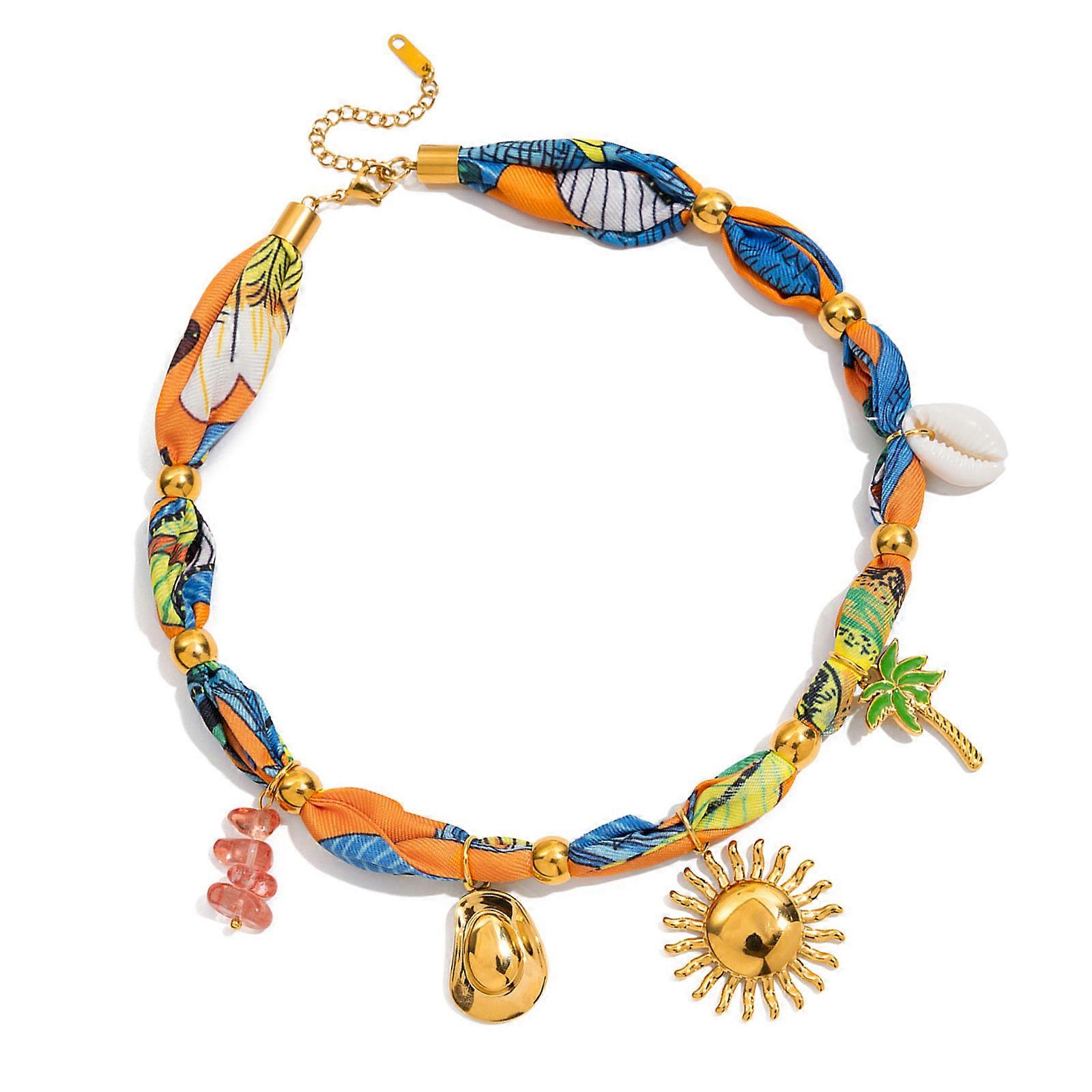 Unique Oceanics Designs Dopamine Necklace Crafted With Shell Designs Adjustable Chain for Versatile Looks Multicolor