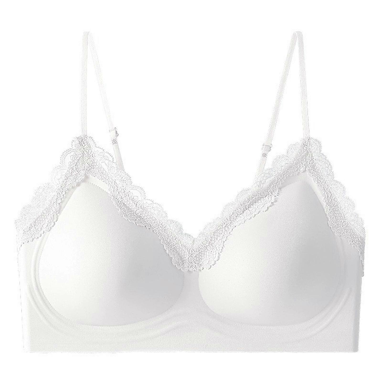 Lightweight Seamlessly Lace Bra No Wire Push Up Support For Small Busts Breathable Everyday Underwear  White 38 85AB