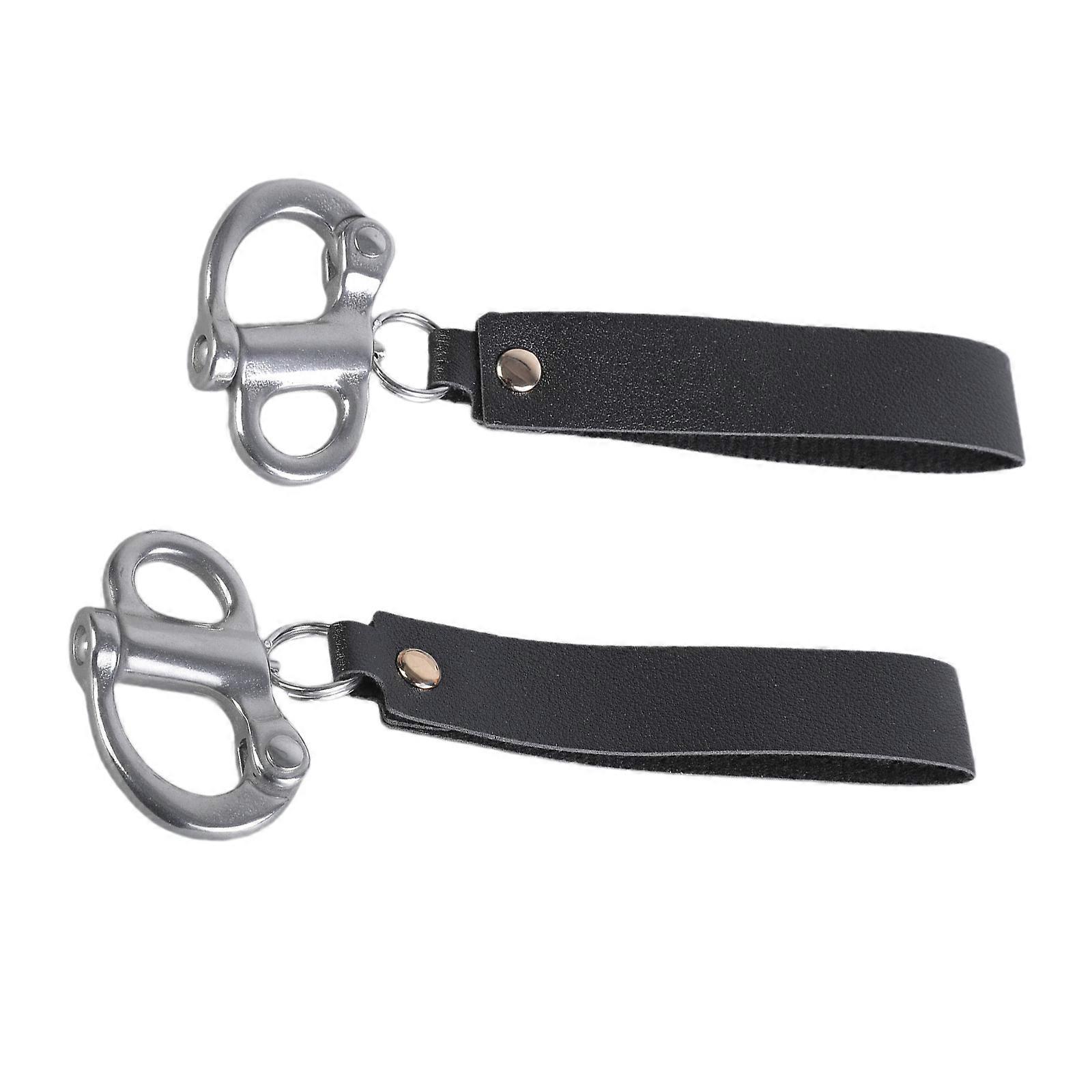 2Pcs SCBA Mask Quick Release Clip with Leather Handle Stainless Steel Quick Release Shackle Lanyard Easy to Use Multicolor