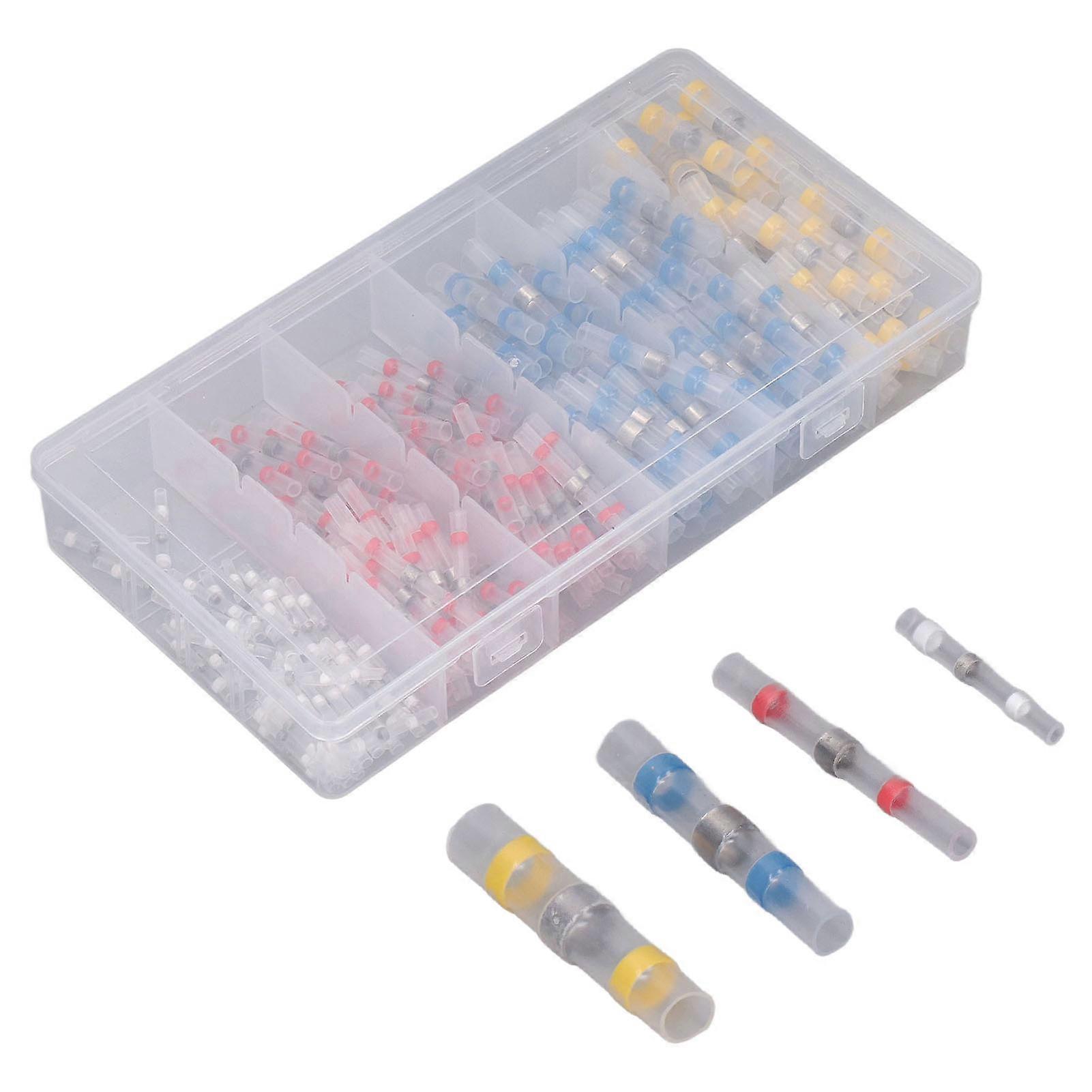 200Pcs Heat Shrink Wire Connector Butt Crimp Terminal Waterproof Insulated Set Kit
