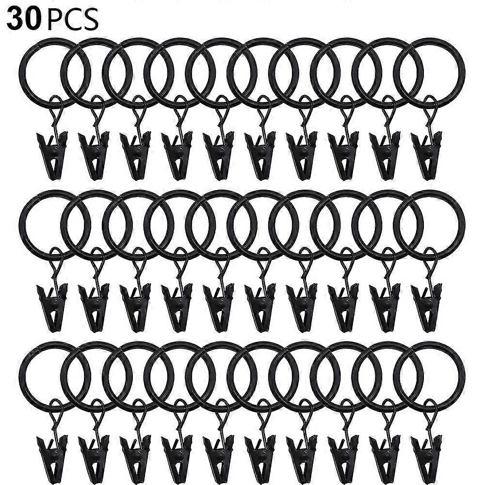 30 Pcs Curtain Rings With Clips, Strong Drapery Clips Hooks C