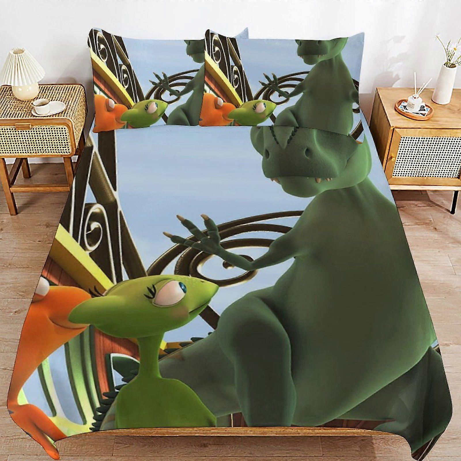 d302 Dinosaur Train Soft Sleep Safe Threaded Build Machine Ready Closure Duvet Cover Sets for Bedroom b302