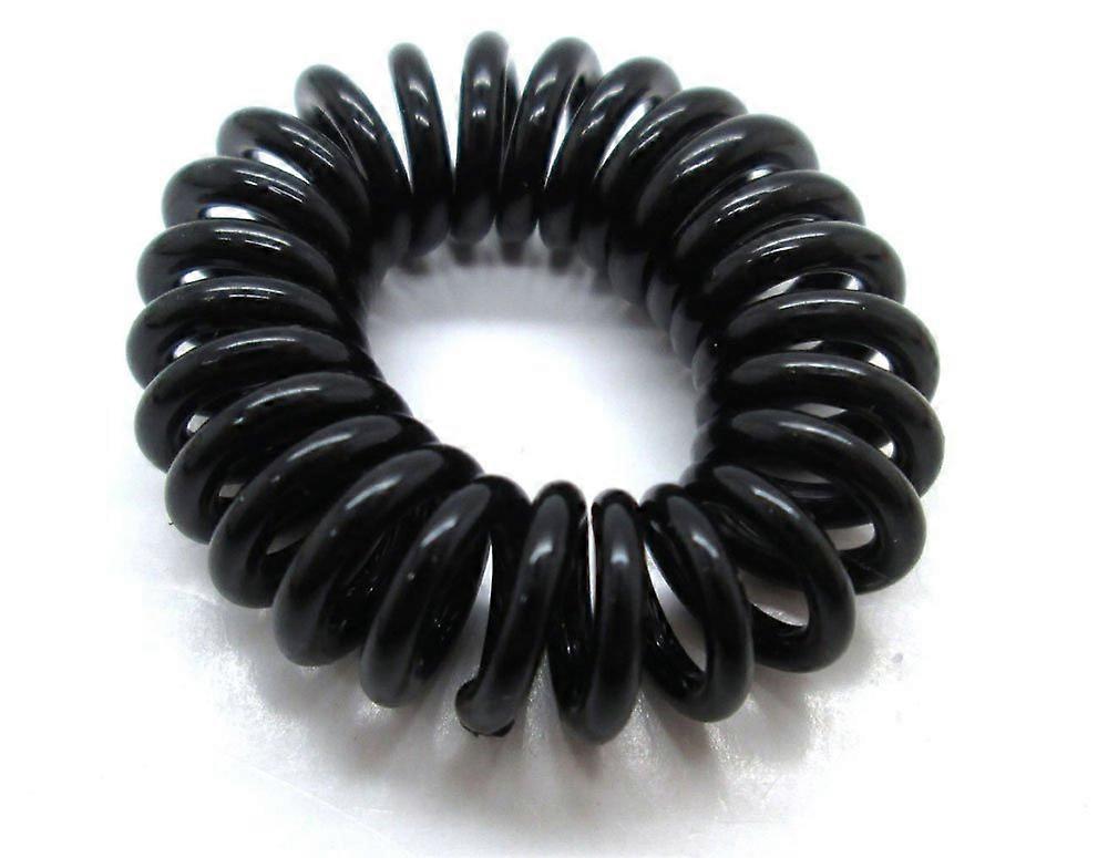 Elastici per capelli in plastica nera, elastici a spirale, per telefono, fermacoda, confezione da 10