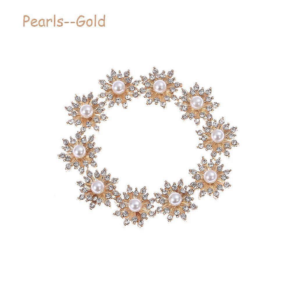 10PCS 16MM Craft Flatback Plating Rhinestone Button Pearl Buckle Snowflake Buttons Apparel Sewing