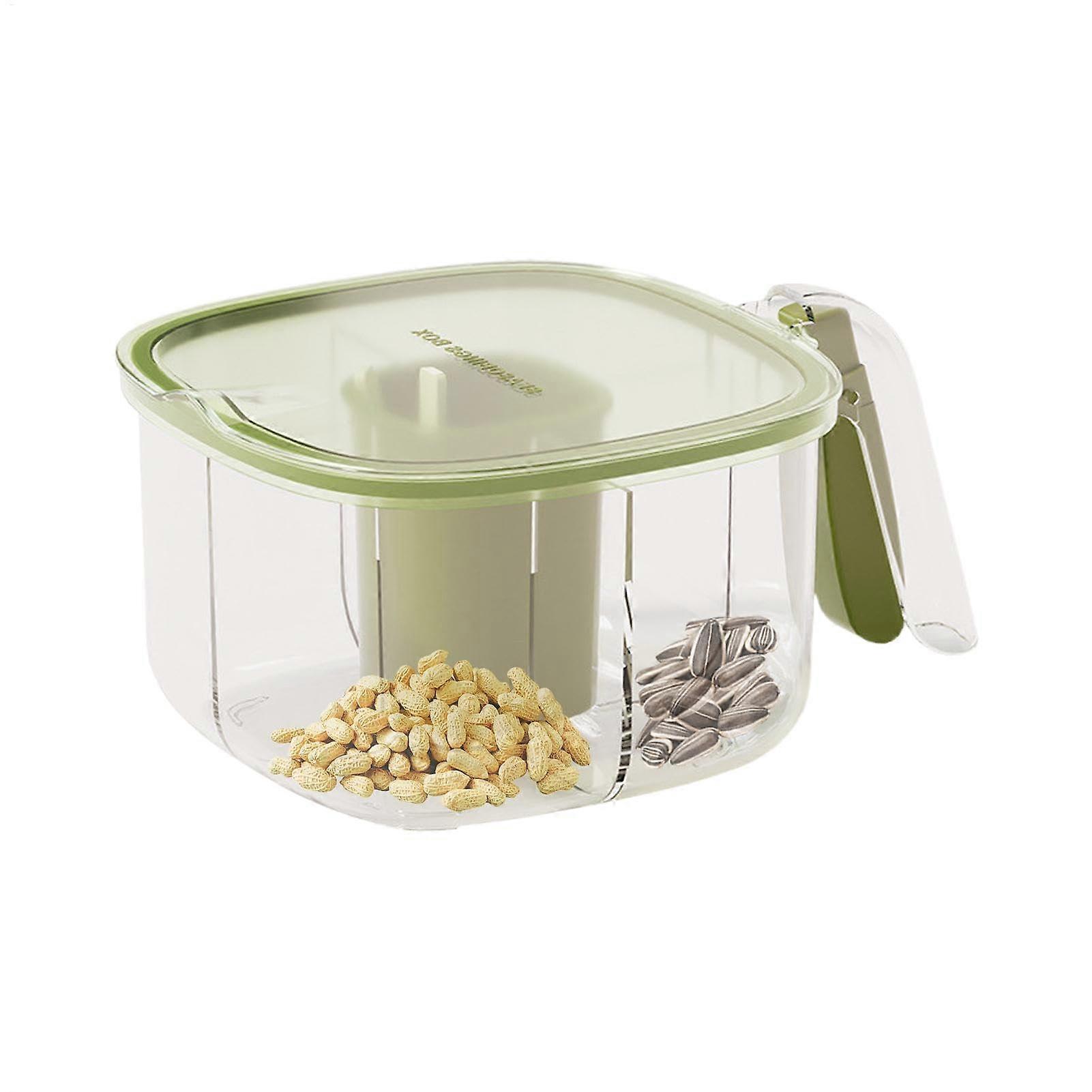 Seasoning Storage Box with 4 Compartments, Clear Condiment Organizer for Salt, Sugar and Spices