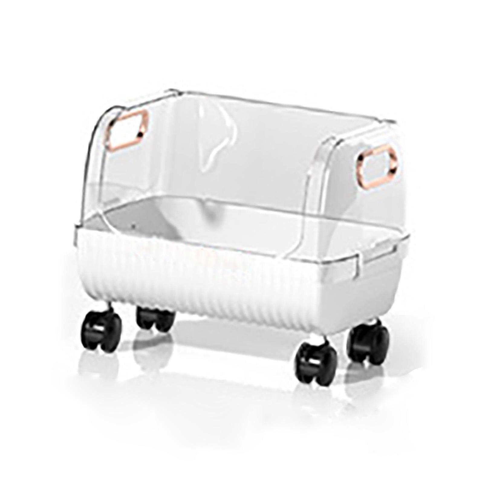 White Removable Multifunctional Movable Snack Storage Shelf Cart with Dust Cover Rolling Wheels
