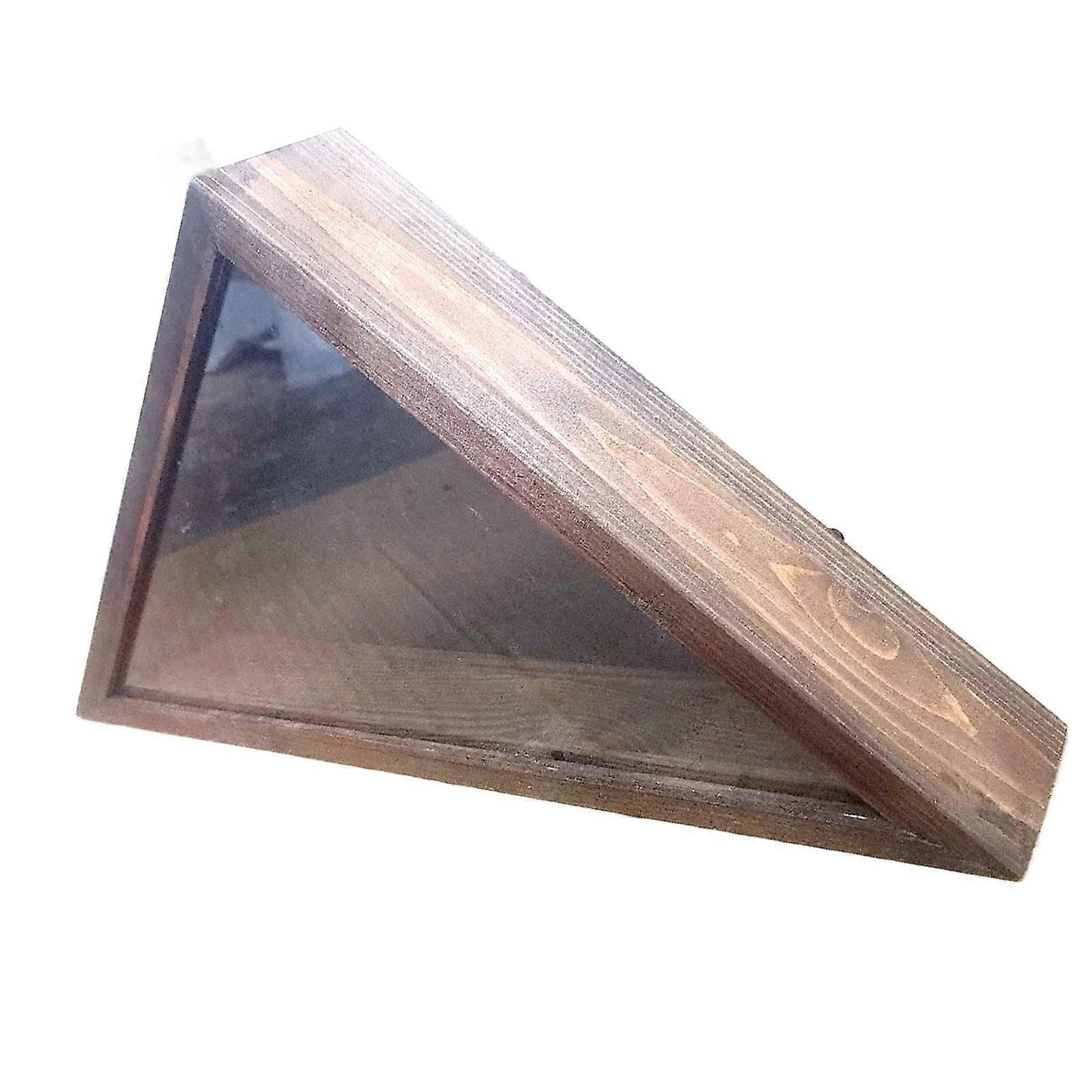 Wood Flag Holder for Wall Mounted or Standing Display Dustproof Protective Flag Storage Display Case with Glass Front  Brown.