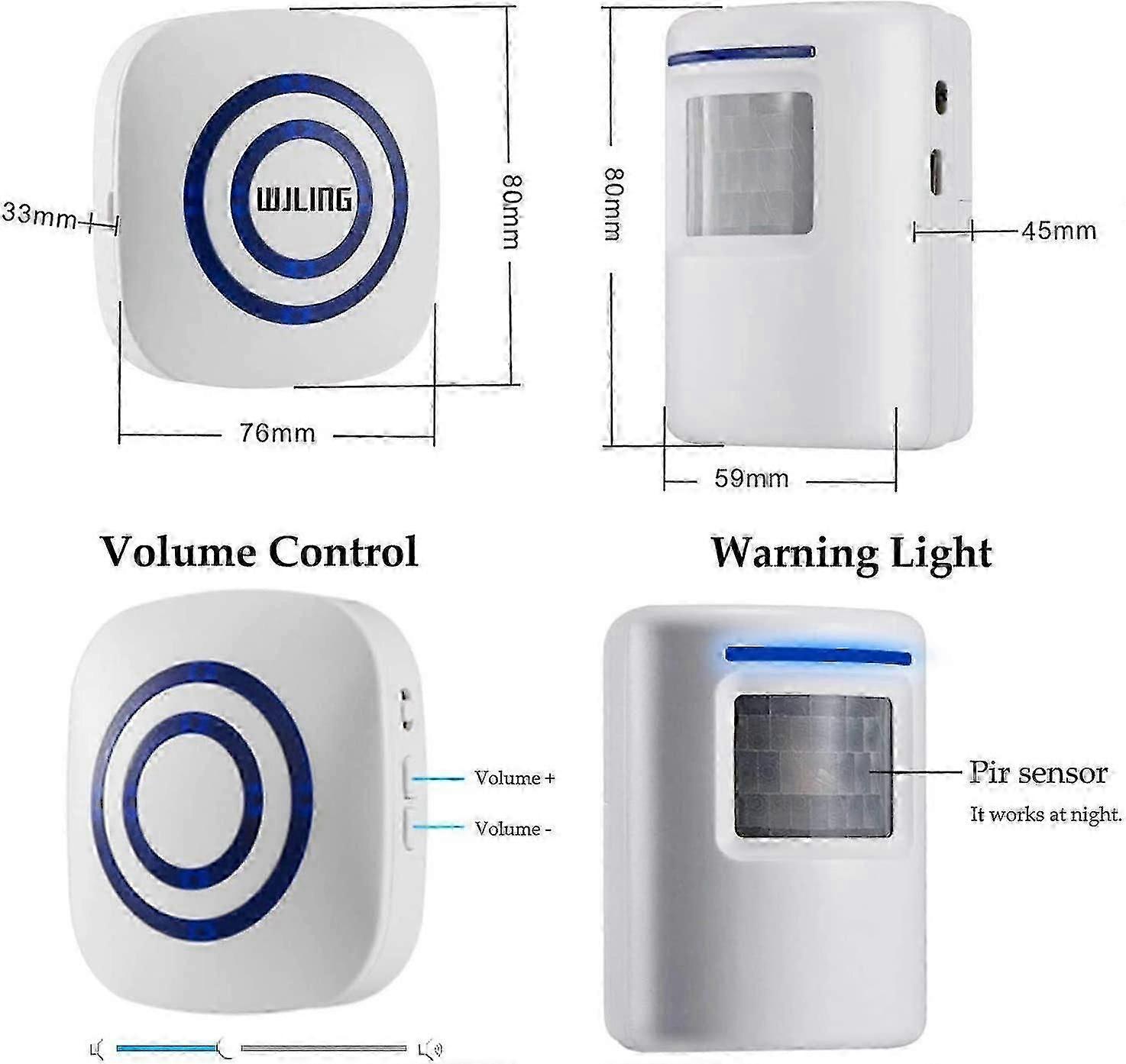 Motion Sensor Alarm, Wireless Driveway Alarm, Home Security Business Detect Alert With 2 Sensor And 1 Receiver,38 Chime Tunes - Led Indicators For Ind