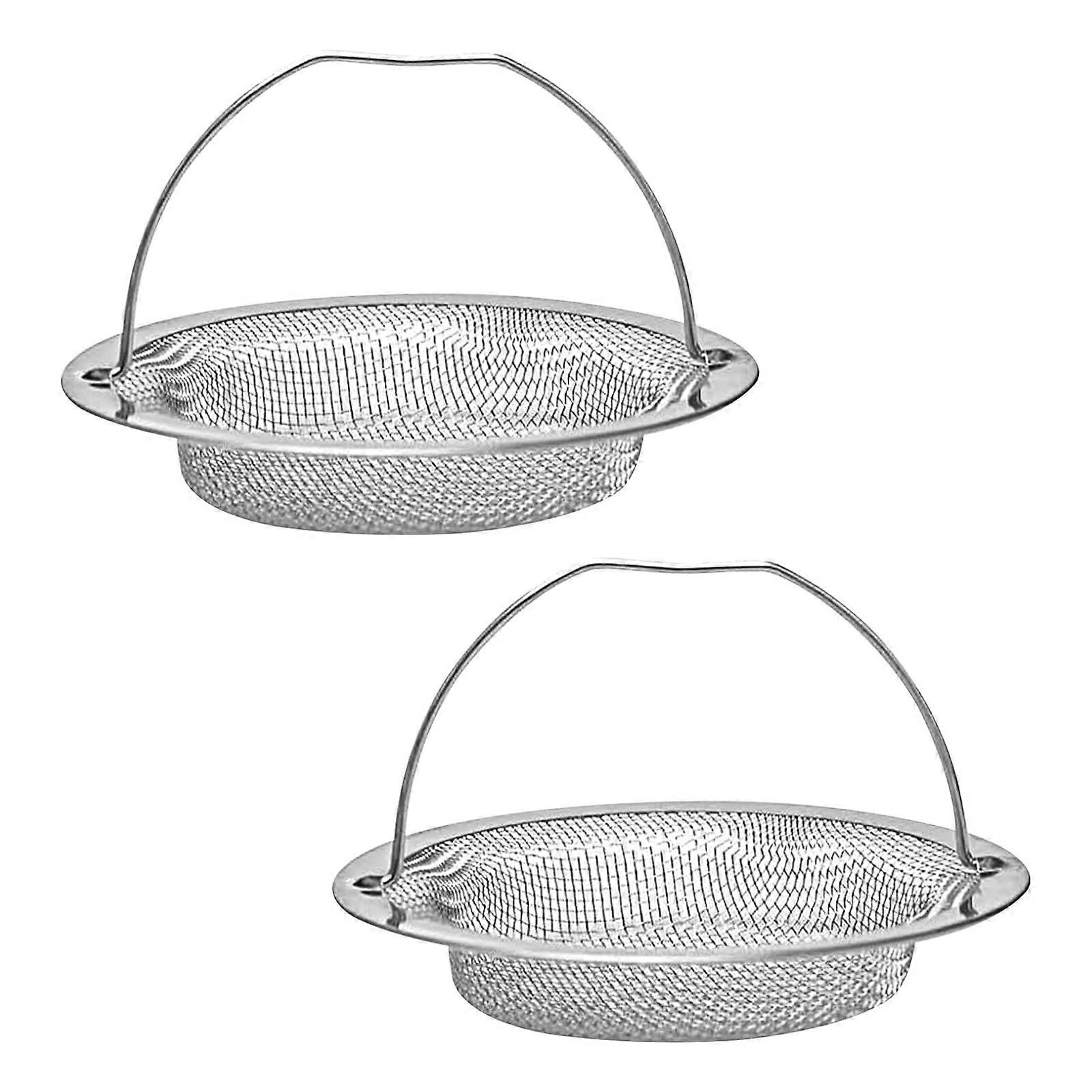 2 Pack Stainless Steel Sink Drain Strainer with Handle, 11cm Kitchen and Bathroom Filter