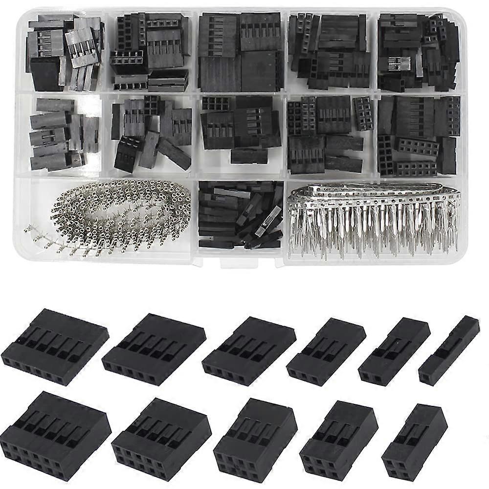 620 Pieces Dupont Crimp Pin Connector Assortment Kit 2.54mm Pitch JST SM 1 2 3 4 5 6 Pin Single/Double Row Housing Socket Dupont Male