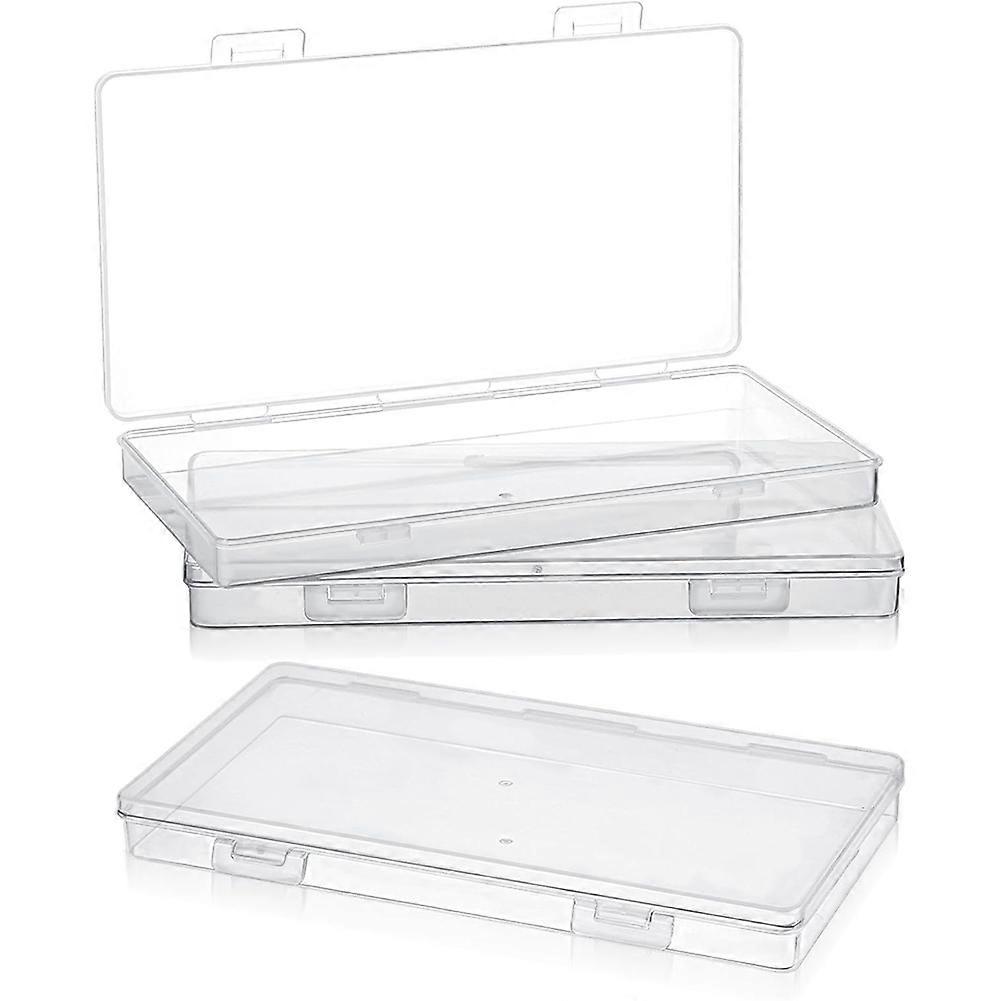 3Pack Mini Plastic Clear Storage Containers Box,Small Rectangle Empty Organizer Case with Hinged Lid for Collecting Bead