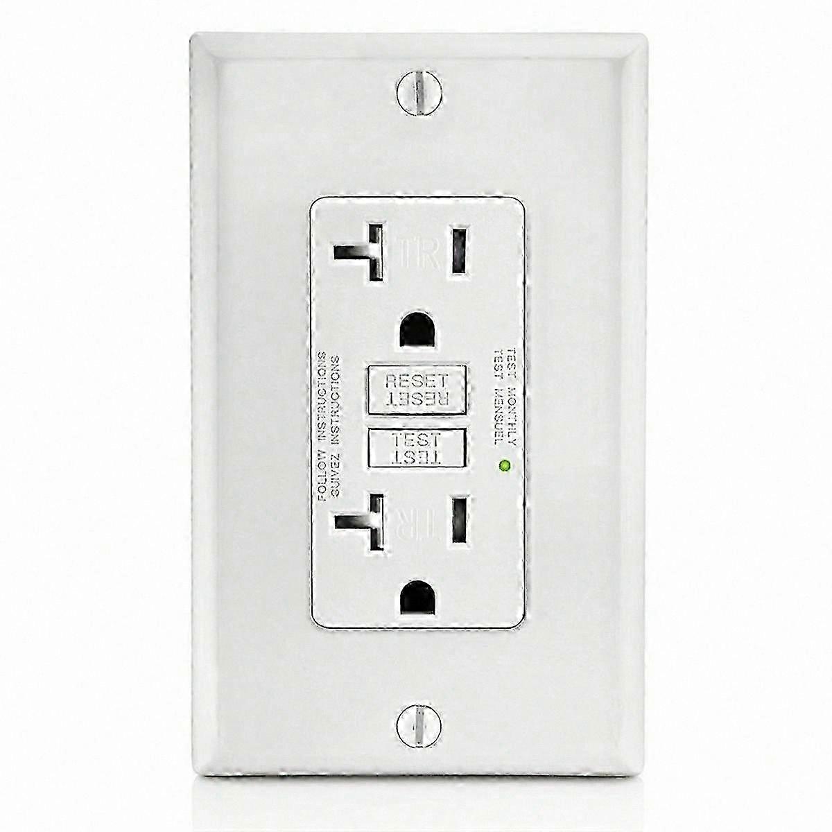 20A GFCI Outlet with LED Indicator, Tamper-Resistant Ground Fault Circuit Interrupter Receptacle
