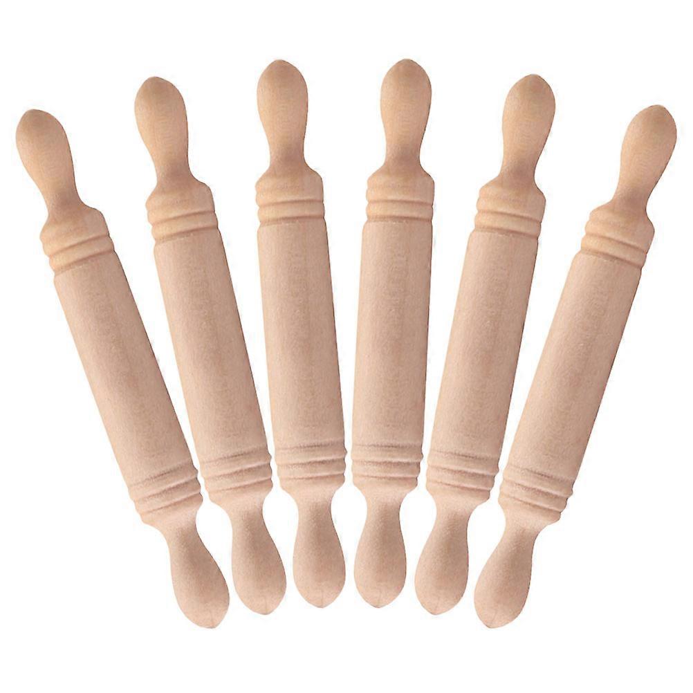 Small Rolling Pin Tiny Wood Mini Design Photography Props Usage For Dollhouse Building 6Pcs
