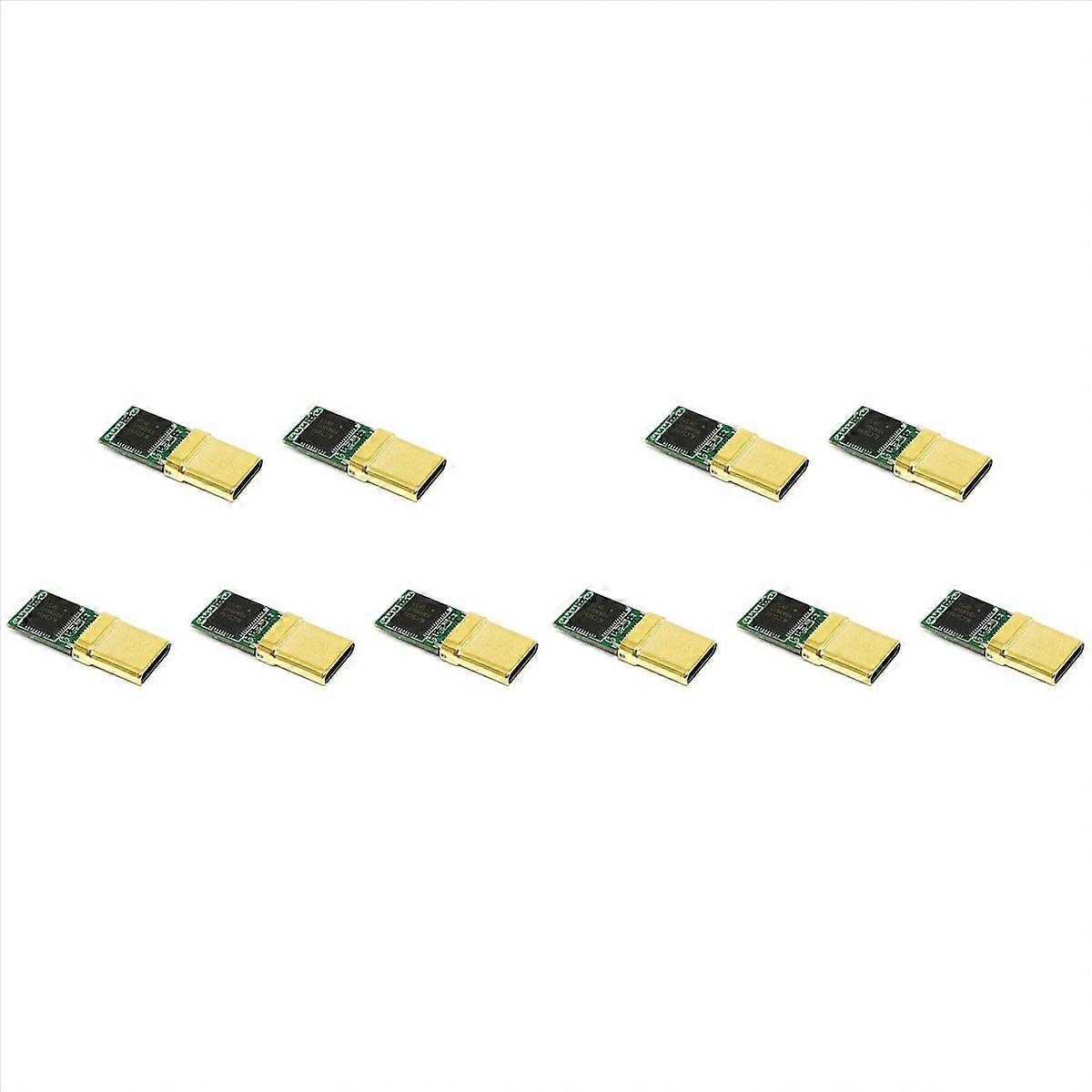 10X USB-C Male Plug, Decoder Chip ALC5686, Gold-Plated 1U, 32Bit 384Khz Audio Plug, Fast Charge Conn