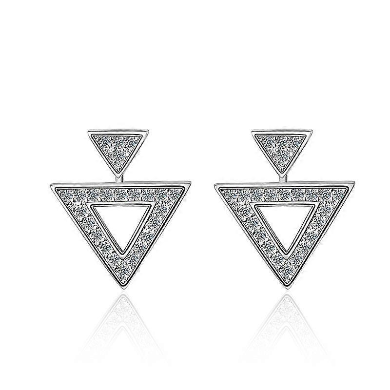Earrings, Hollow Triangle Geometric Back-hook Stud, Korean Style