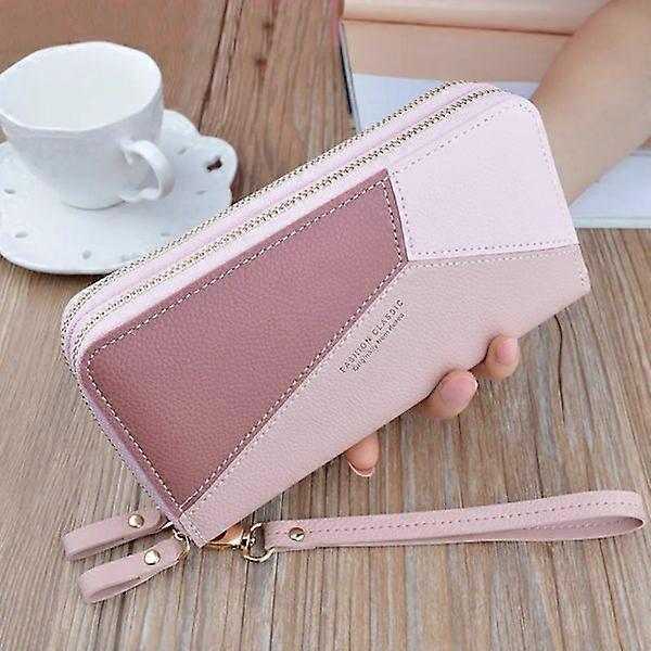 Wallet - women's wallet with double zippers - large wallet pink