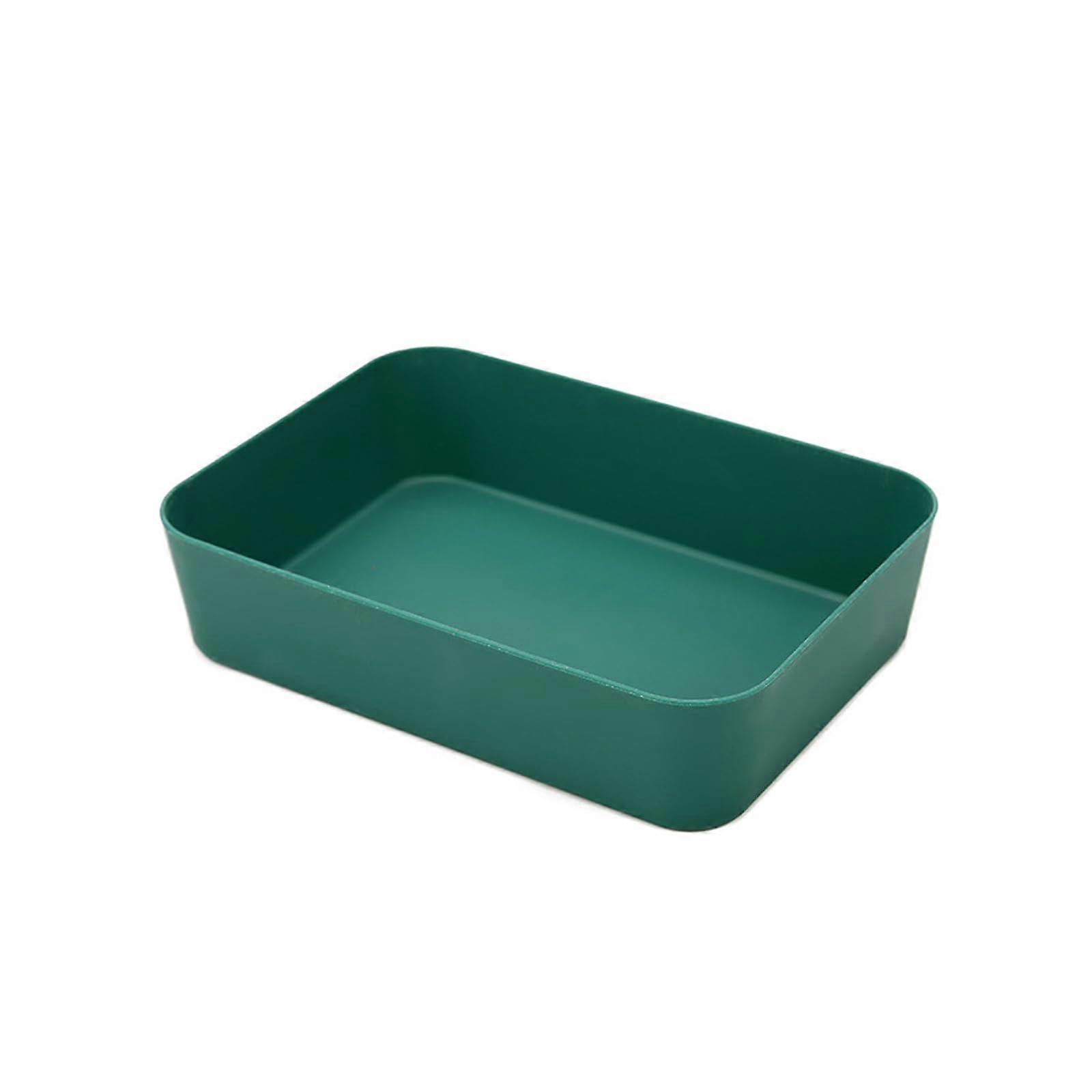 Rectangular Plastic Desktop Storage Box Stackable Cosmetics Drawer Organizer with Rounded Corners Green