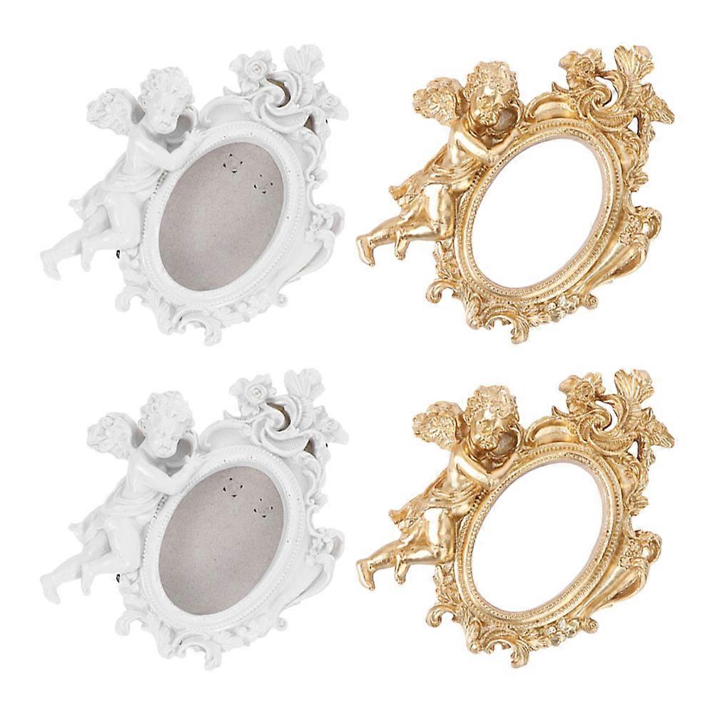 Resin Retro Photo Frame Mini Vintage Frames for Tabletop Display 4Pcs Assorted