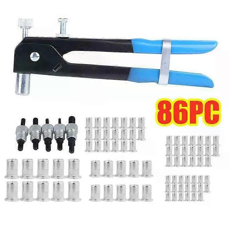 86pc Manual Rivet Tool Wrench Assembly Nut Insertion Spindle M3-M8 Screw Set Rivet Machine Automotive Ship Furniture Machinery