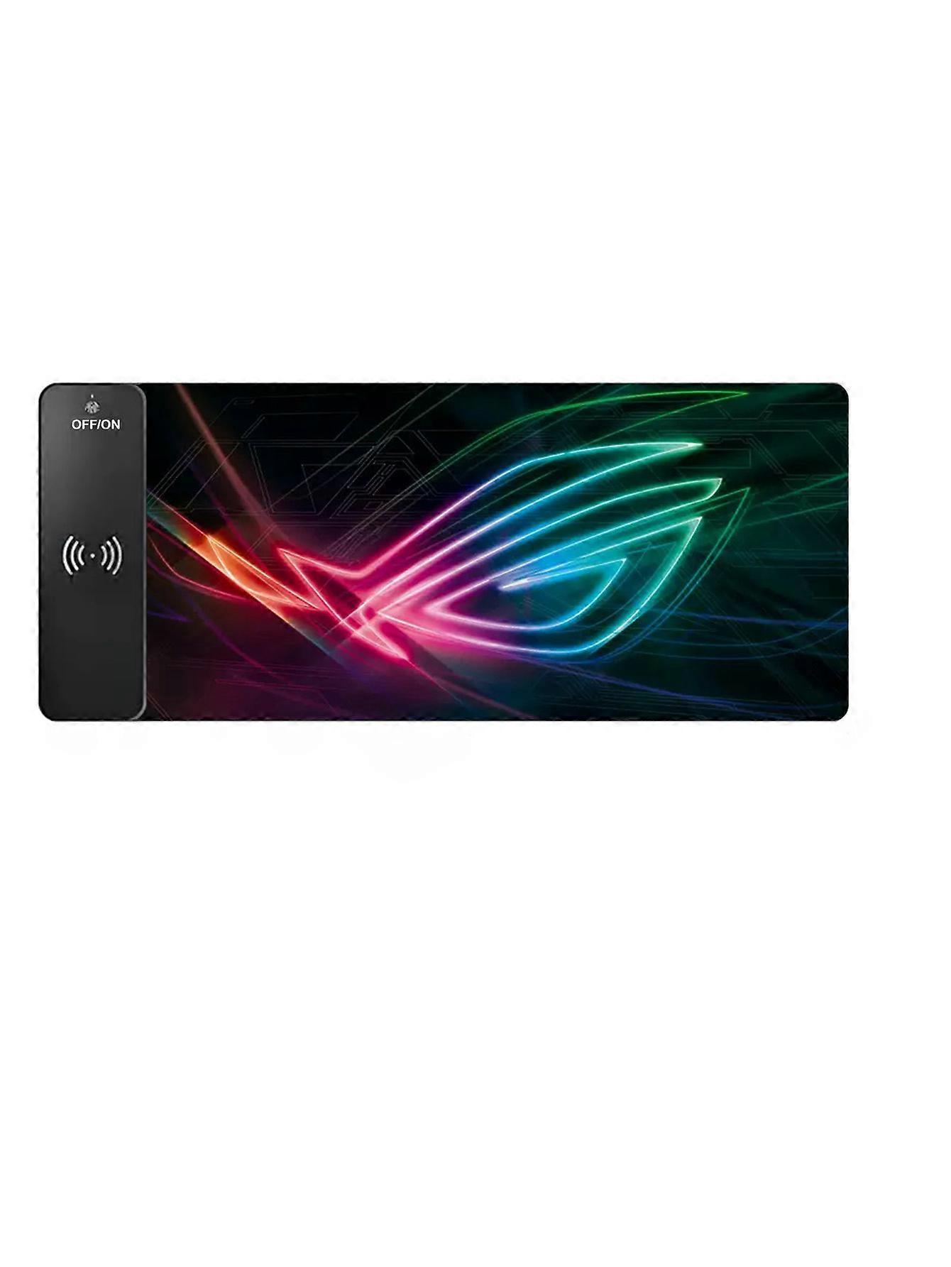 RGB-belyst multifunktionell 15W trådlös laddningsmusmatta, storleken är 80*30*0,39 cm, lämplig för arbete och spel.