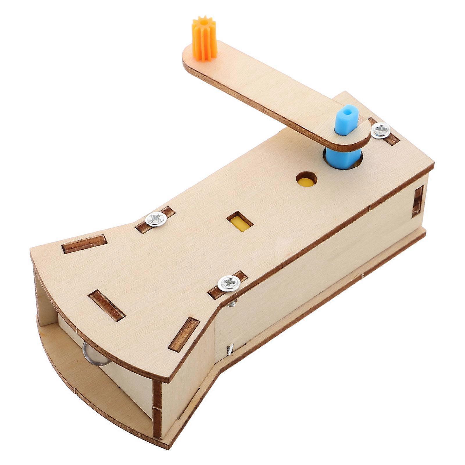 Wooden DIY Hand Crank Flashlight for Educational Experiments Beige Light