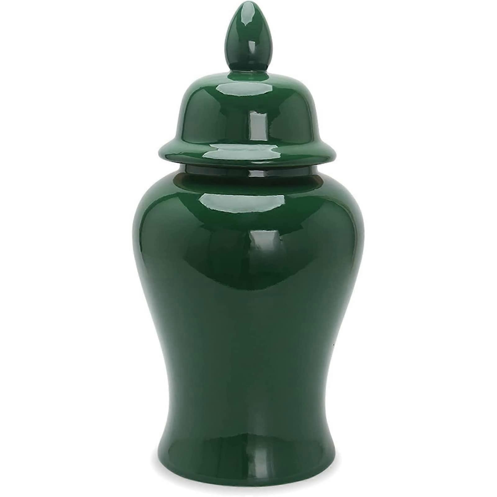 Vintage Chinese Style Ceramic Ginger Jar with Lid, Glossy Glazed Porcelain Storage Jar Small