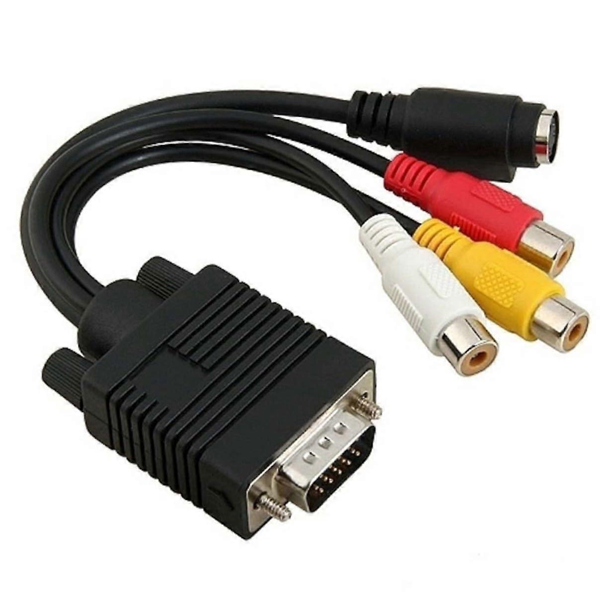 Vga to Converter Cable Black Pure Copper PVC Svga to SVideo Adapter SubD VGA Input Mini SVideo Output TVOut